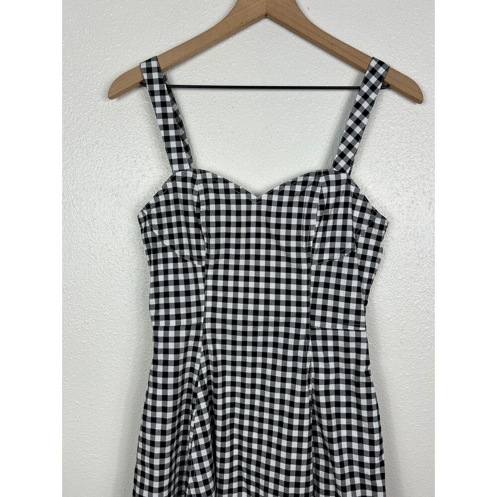 Avec Les Filles Fit and Flare Sweetheart Midi Dress Gingham Sz 2 Classic - Picture 4 of 7